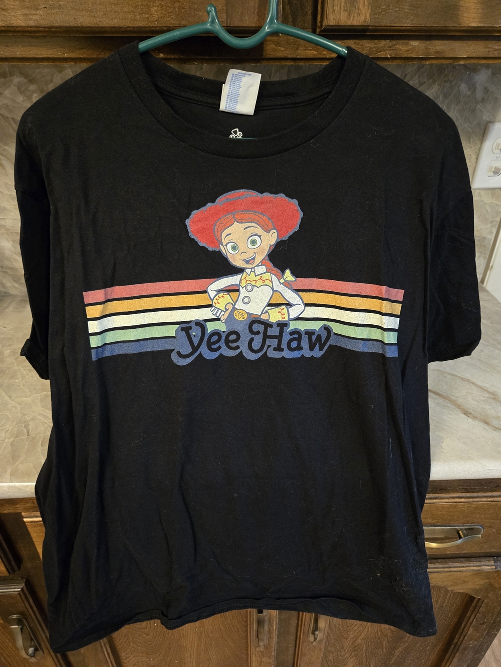 Disney Jessie 'Yee Haw' Graphic Tee with Rainbow Stripes